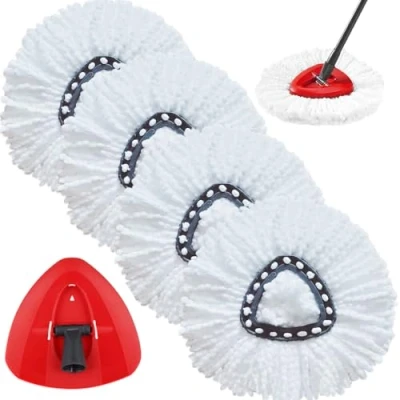 Immagine di testa del mocio per Viledas Turbo Mop, sostituzione della in microfibra Smart 2 in1 Tank adatta a EasyWring &amp; Clean include 1 pezzo di base rosso