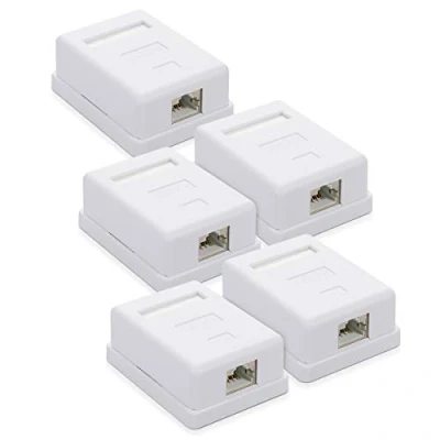 Immagine di kwmobile Presa da Muro per Connettore Cat6 A Scatola Connessione di Rete 1x Porta Cavo Patch Ethernet RJ45 10 Gbit LAN Kit Montaggio Bianco