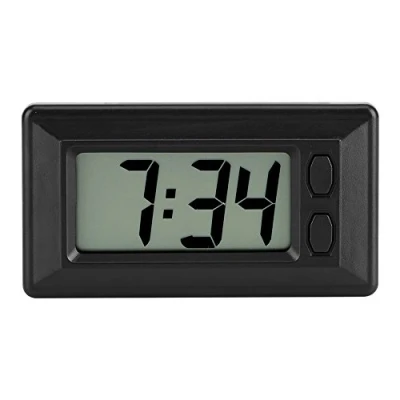 Immagine di 77 x 42,4 17,7 mm Orologio elettronico Ultra Sottile con Cuscinetto Adesivo LCD Digitale Data Ora Calendario Display per Auto cruscotto casa scrivania Ufficio