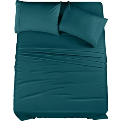 Immagine di Utopia Bedding Set di lenzuola per letto queen size, in microfibra spazzolata, resistente al restringimento e allo sbiadimento, facile da pulire (misura Queen, verde acqua)
