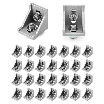 Immagine di QWORK 30 Pezzi staffa angolare in Lega di Alluminio, alluminio 40x40, per profilo a parete materiale montaggio