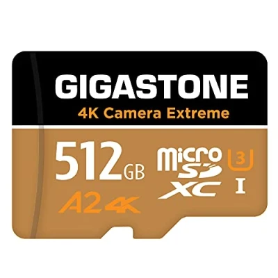 Immagine di [5 Anni Recupero Dati Gratuito] Gigastone Scheda di memoria 512 GB 4K Camera Extreme, Specialmente per GoPro Drone Switch, Velocità 100 MB/s. Video 4K, A2 U3 V30 Micro SDXC con Adattatore SD.