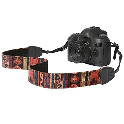 Immagine di MoKo Tracolla Fotocamera, Cinghia a in Tela Cotone Intrecciata con Fibbie regolabili, Accessori Fotocamere, videocamere per Fotocamere Digitali DSLR Bohemia Arancione Scuro