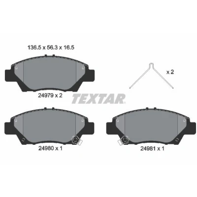 Immagine di TEXTAR 2497901 Kit pastiglie freno con segnalatore acustico usura accessori HONDA: JAZZ 2, 3, 4