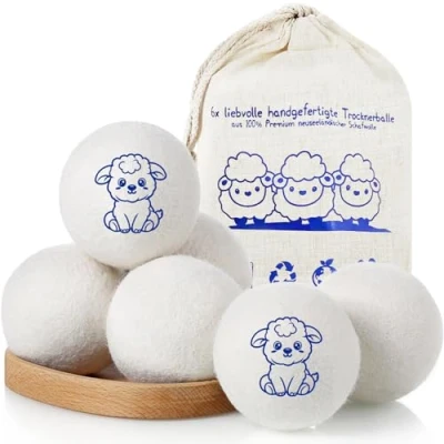 Immagine di ZPQAODI Palline di ammorbidente in tessuto naturale, confezione da 6,palline per asciugatrice asciugabiancheria, riutilizzabili,risparmia tempo asciugatura,palline feltro asciugatrici