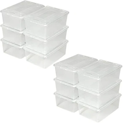 Immagine di TecTake 6X scatole Scarpe plastica Storage Box Trasparenti Coperchio impilabili 33x23x12cm Disponibile in Diversi quantità (2x6 No. 402005)