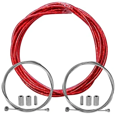Immagine di cyclingcolors Guaina freno bicicletta con cavo terminali kit anteriore posteriore compatibile Shimano Sram città strada vtt performance, Rosso laser