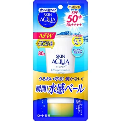 Immagine di SKIN AQUA UV Super Moisture Essence Sunscreen Fragrance Free 80g SPF50+ / PA++++ Contains a absorber that is not susceptible to damage and does deteriorate easily.
