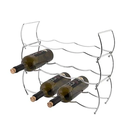 Immagine di axentia Portabottiglie di vino in filo d’acciaio cromato, espositore porta bottiglie per 12 a 3 strati, ca. 43 x 42 15 cm, argento