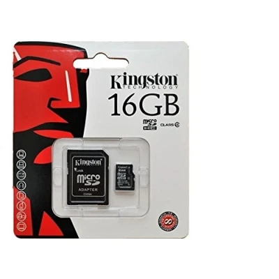 Immagine di Kingston SDC10G2/16GB Scheda MicroSD da 16 GB, Classe 10, UHS I, 45 MB/s, con Adattatore SD, Nero