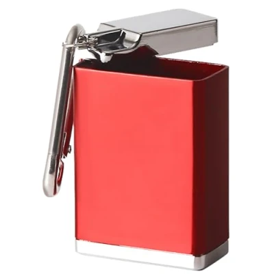 Immagine di Greyoe Posacenere da Viaggio per Esterni, Portachiavi Tascabile,Posacenere sigarette mini tascabile a prova di odore uso esterno fumatori tascabile(Rosso)