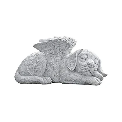 Immagine di Design Toscano Cani Angeli Statua Tributo Lapide Tributo, poliresina, finitura color pietra, 25,5 cm