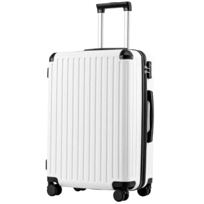 Immagine di COOLIFE Valigetta rigida per trolley in materiale ABS, con serratura TSA, manico telescopico e 4 ruote gemellate, bianco, Mittelgroßer Koffer, Valigia da viaggio bagaglio a mano