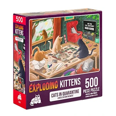 Immagine di Exploding Kittens Jigsaw Puzzles For Adults Cats in Quarantine 500 Piece Family Fun &amp; Game Night