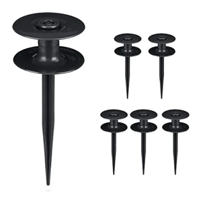 Immagine di Relaxdays Guida per Tubo d&#039;Irrigazione, Set da 6 Supporti d&#039;Ancoraggio con Picchetti, Giardino, HxD 24 x 9 cm, Nero