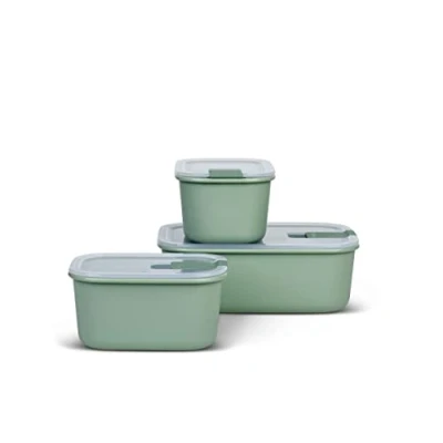 Immagine di Mepal Contenitore per alimenti EasyClip Barattolo con coperchio e chiusura a scatto Adatto microonde, forno vapore, frigorifero congelatore 2 x 450 ml + 1000 Nordic sage