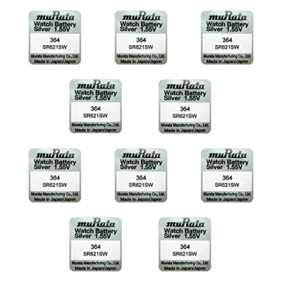 Immagine di 10 x MURATA 364 SR60 AG1 SR621SW Ossido Argento 0% Mercury Batterie per orologio [Confezione da 10]