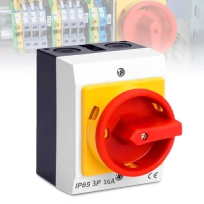 Immagine di interruttore principale, 16 A, 3 poli, girevole con alloggiamento in plastica, IP65, di separazione, per il collegamento e la
