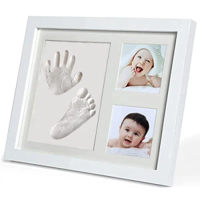 Immagine di PewinGo Cornice Impronta Mani e Piedi Neonati Argilla, Impronte Neonato Dermatologicamente Testato,Kit Ideale per Regalo Originale il Battesimo