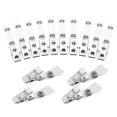 Immagine di YANGWEN 20 Pezzi Clip per Badge in Metallo con Cinturini PVC Trasparente Carte d&#039;identità e Porta Targhette Nome, da Lavoro