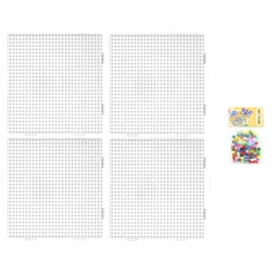 Immagine di Hama 4 pezzi Midi 234 piastra per perline da stirare quadrate, multi trasparente, utilizzabile singolarmente e anche come superficie Dimensione singola 14,5 x cm in sacchetto blister + 100