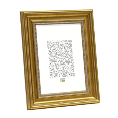 Immagine di Deknudt Frames, Cornice portafoto con Rete in Resina, Oro, 10 x 15 cm