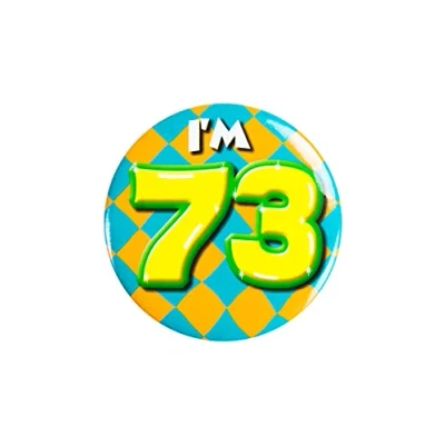 Immagine di PD Party 6014773 Compleanno Distintivo/Spillo Badge Celebrazione Festa I&#039;m 73, Multicolore, 5.5cm Lunghezza x Larghezza 0.5cm Altezza