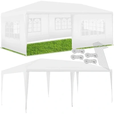 Immagine di tectake® Tendone per Feste, Padiglione Gazebo Esterno Resistente con 8 Pezzi Laterali, da Finestre, Impermeabile, ai Raggi UV, 600 x 300 250 cm Bianco