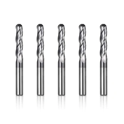 Immagine di Genmitsu 5 pezzi frese a testa sferica CNC router bits, 1/4&quot; gambo in acciaio al tungsteno Cutter con 3 Flute Carving Bit Set, 2 3/8&quot; lunghezza totale, TiAlN rivestito, 3BNC05