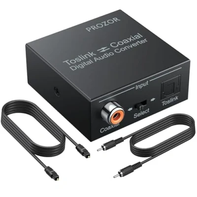Immagine di PROZOR Convertitore Audio Digitale a SPDIF Toslink Ottico o da Coassiale Bidirezionale Supporta DTS/Dolby AC3 Convertitori per PS4 Blu ray UHD TV