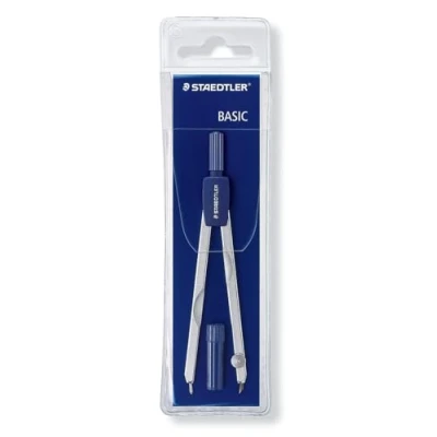 Immagine di Staedtler Mars Basic Compasso Scuola Media Elementare e Superiore, Include Astuccio Tubetto Mine Compasso, Ideale per Cancelleria Cartoleria Materiale Scolastico Cose la