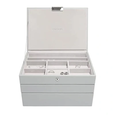 Immagine di Stackers Set di 3 scatole per gioielli classiche, colore: grigio ciottolo