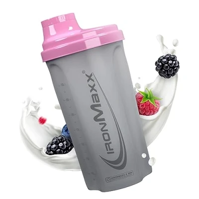 Immagine di IronMaxx Protein Shaker Bianco Ghiaccio/Rosa 700ml Proteico con Tappo a Vite, Setaccio &amp; Scala Graduata prova di perdite, lavabile in lavastoviglie privo plastificanti BPA e DEHP