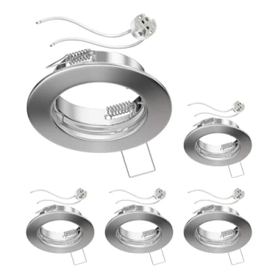 Immagine di ledscom.de 5 pezzi cornice da incasso a soffitto FERE cromata opaca (LED/alogena/MR16/50mm) incl. presa GU5.3
