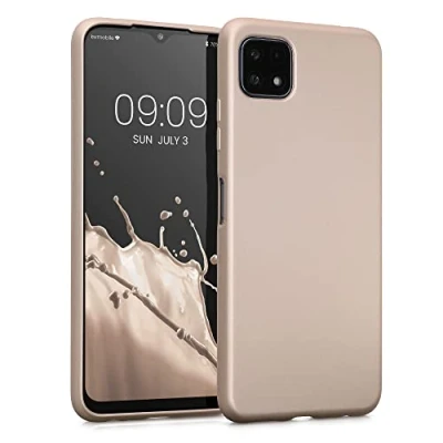 Immagine di kwmobile Custodia Compatibile con Samsung Galaxy A22 5G Cover Back Case Morbida Protezione in Silicone TPU Effetto metallizzato oro