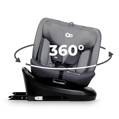 Immagine di Kinderkraft I GROW Seggiolino auto 0 36 kg, SIZE 40 150 cm, 360 girevole, con Isofix Base, Reclinabile Posizione sdraiata, Poggiatesta regolabile, Gruppo 1 2 3, Grigio