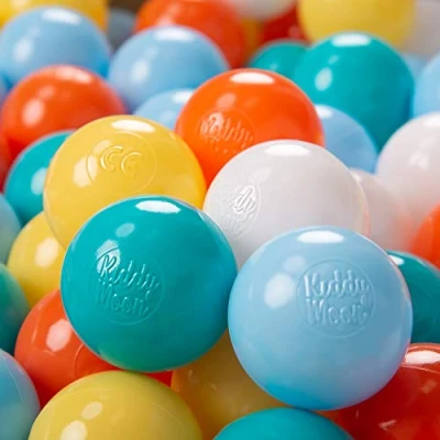 Immagine di KiddyMoon 300 ∅ 6CM Palline Morbide Colorate per Piscina Bambini Fatto in EU, Bianco/Giallo/Arancione/Azzurro/Turchese