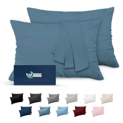 Immagine di Dreamzie Federe Cuscini 40x80 (Set 2) Microfibra Oeko Tex Certificazione Federa Cuscino Dolce Blu