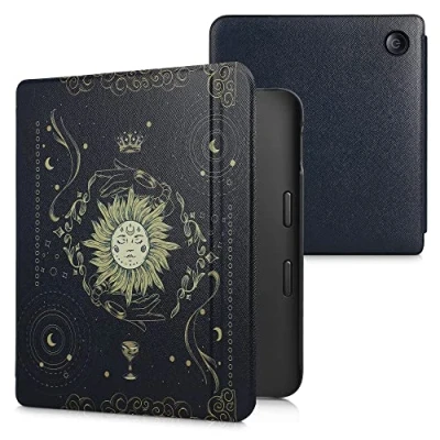 Immagine di kwmobile Custodia eReader Compatibile con Kobo Libra 2 Cover eBook Reader Flip Case blu scuro/giallo/nero Sole Tarocchi