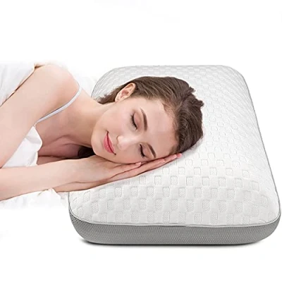 Immagine di Fityou Cuscino Cervicale Memory, a Doppia Onda Antipolvere, Memory Foam, Rimovibile/Lavabile, 70 * 40 13cm
