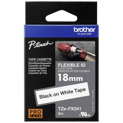 Immagine di Brother TZe FX241 Nastro flessibile Colore Nastro: Bianco carattere: Nero 18 mm 8 m
