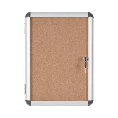 Immagine di Bi Office Enclore Bacheca in Sughero, 2 x A4, Con Anta Battente Per Interni Alluminio, 367 500 mm