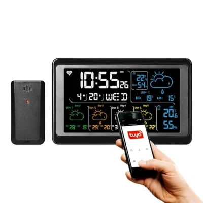 Immagine di Tuya Smart Wi Fi 2.4GHz Stazione meteo wireless con sensore esterno IP44