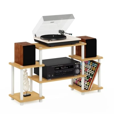 Immagine di Furinno Supporti TV senza Attrezzi, Beech and Bianco, Square Corner