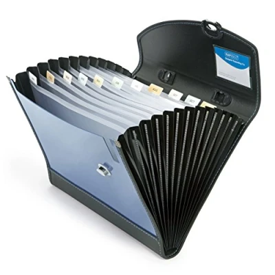 Immagine di Rapesco 0681 Portadocumenti Classificatore a Soffietto con Manico, A4+ / Protocollo, 13 Scompartimenti, Blue