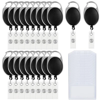 Immagine di Kurtzy Porta Badge Retrattile per Carta (20pz) Tessere Plastica Impermeabile Resistente con Bobina Holder Card Infermiere Orizzontale Pass