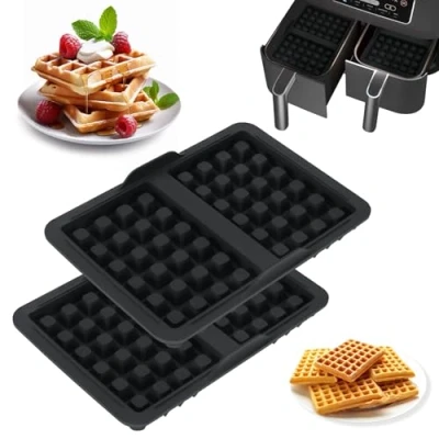 Immagine di Farerkass 2 stampi per waffle in silicone, waffle, dolci, compatibili con Ninja AF500DE, AF400EU, AF451EU, SL400EU, e AF300EU, friggitrice ad aria calda, accessori belghe