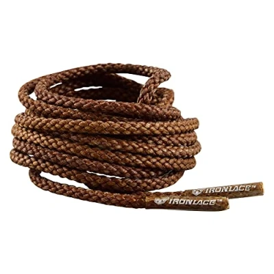 Immagine di IRONLACE Lacci Classici, Indistruttibili Rotondi Extra Resistenti per Stivali, Scarpe, Realizzati con Fibre di Para Aramide al 100%, 1 paio, Marrone o Nero (Marrone / 72 Inches 183 cm)