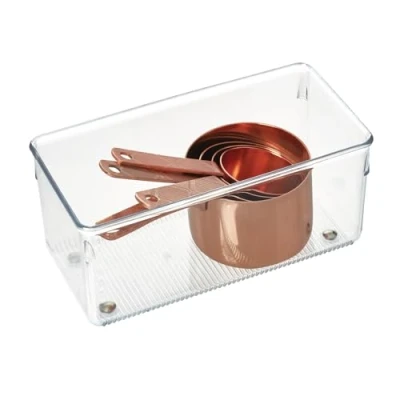 Immagine di iDesign Portaposate cassetto, Organizer cassetti in plastica di medie dimensioni, Separatori ideali per posate e altri utensili da cucina, trasparente