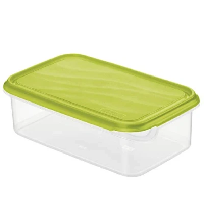 Immagine di Rotho Rondo Latta per Alimenti Freschi con Coperchio, Plastica (PP) senza BPA, Trasparente/Verde, 1.5 L, 24.0 x 16.0 7.5 cm